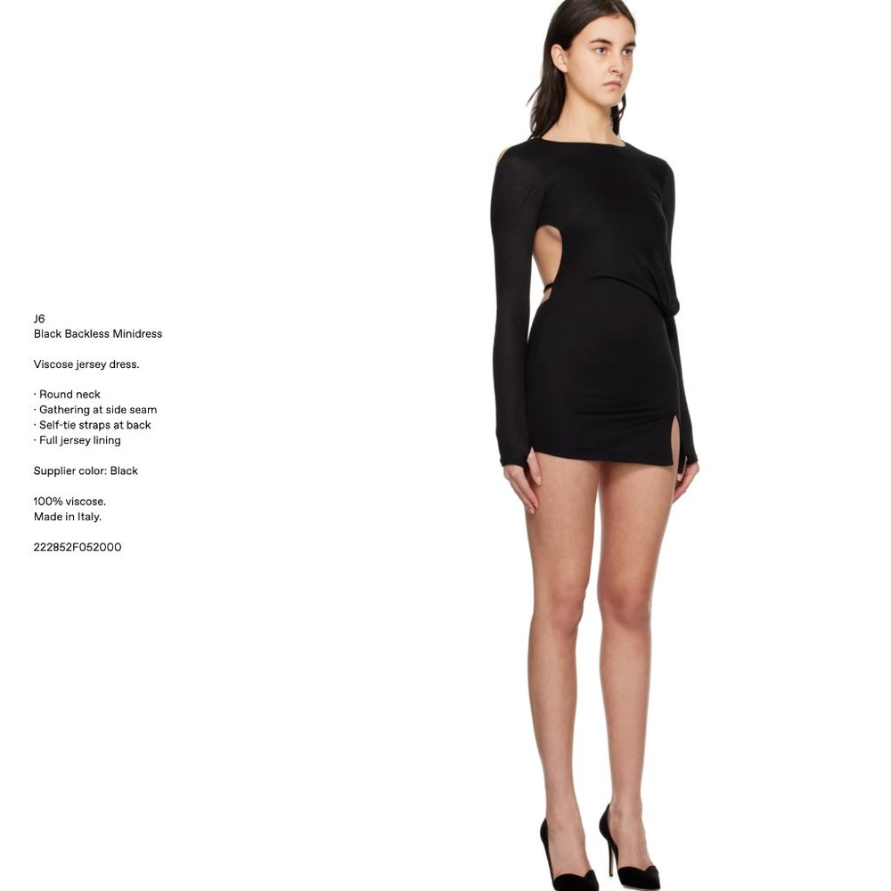 J6 Black Backless Minidress Size Small